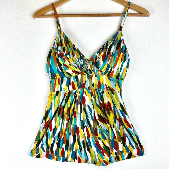 American Rag Babydoll Tie-back Tank Abstract Multi-Colored - Picture 1 of 7